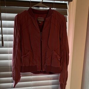 Women's Maroon Bomber Jacket
